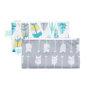 Baggies & Pockets: Bumkins Small Snack Bag 2pk - Feathers/Arrow Zip Closure