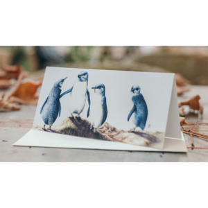 Wild Grey Fox Greeting Card - Little Blue Penguins (End of the Road)