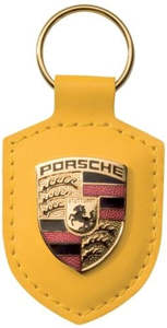 Merchandise And Gifts: Porsche Key Tag with Crest (Genuine) - Speed Yellow