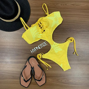 Bodysuit: Bodysuit Rute Pescador Yellow Crochet