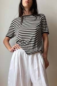 Tees: Stripe Silk Knit Tee - M