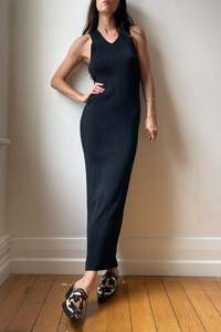 Dresses: Rib Knit Silk Column Dress - L