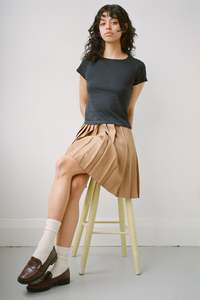 Tan Pleat Skirt - XXS