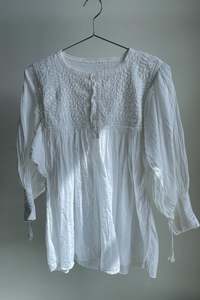Shirts: White Muslin Blouse - S/M