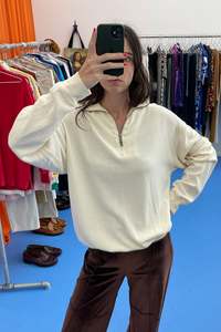 Rib Silk Quarter Zip - M