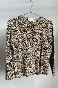 Sweatshirts Knits: Leopard T-Shirt Cardigan - M