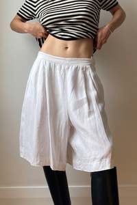 Shorts: White Linen Coulotte Shorts - 10/12