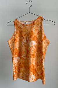 Peach Floral Velvet Tank - S
