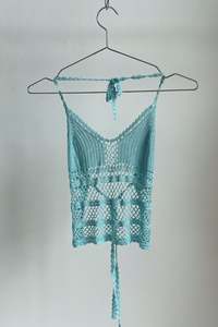 Aqua Crochet Halter Top