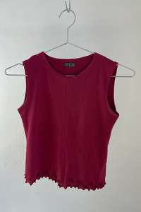 Tops: Burgundy Double Layer Mesh Tank - 8