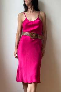 Magenta Silk Slip - M