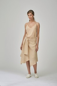 Outlet: Sandshell Linen Wrap Skirt