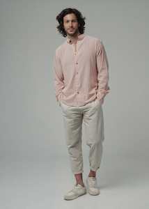 Band Collar Mens Shirt