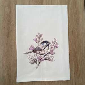 Products: Embroidered Birds and Blooms Tea Towel 100% Cotton Flour Sack Kitchen Towel - Wear&EM Limited