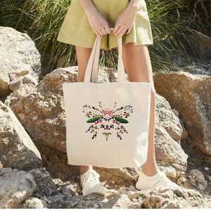 Floral Insect Embroidered Cotton Tote Bag - Wear&EM Limited
