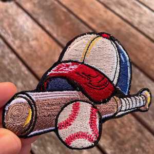 Products: Baseball Bat Ball and Cap Embroidered Patch - Wear&EM Limited