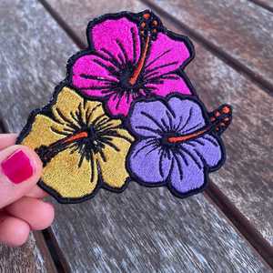 Products: Hawaiian Floral Embroidered Iron-On Patch – Tropical Flower - Wear&EM Limited
