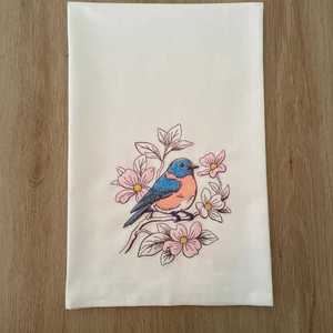 Embroidered Bluebird Tea Towel 100% Cotton Flour Sack Kitchen Towel - Wear&EM Limited