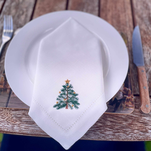 Products: Christmas Tree Linen Dinner Napkin – Festive Holiday Cheer - Wear&EM Limited