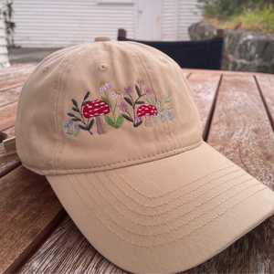 Products: Embroidered Mushroom Cotton Baseball Cap – Soft Unstructured Fit - Wear&EM Limited