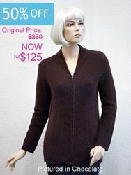 Possum Merino Knitwear, Clothing & Woolens: Possum merino carolina jacket (less fur)