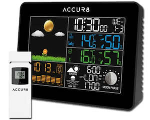Frontpage: ACCUR8 YD8230A-4UK-BL Weather Forecaster including Barometric Pressure Graph, Indoor/Outdoor Temp & Humidity, Sunrise & Sunset