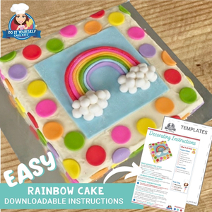 Rainbow Cake Design Printable Template and Decorating Tutorial
