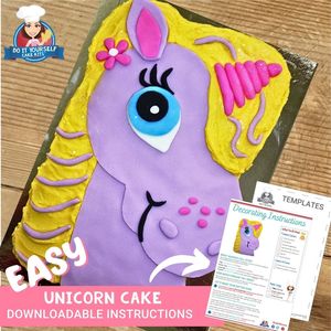 Easy Unicorn Cake Printable Template and Decorating Tutorial