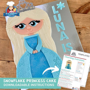 Snowflake Princess Cake Template and Tutorial Frozen Cake Idea