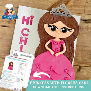 Cute Princess Birthday Cake Templare and Tutorial Easy Design