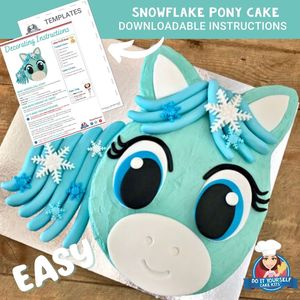 Snowflake Pony Cake Printable Template Decorating Tutorial