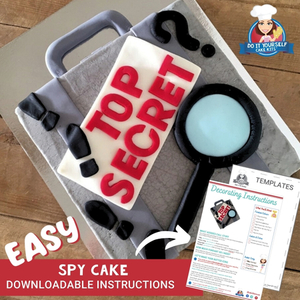 Secret Agent Spy Birthday Cake DIY Printable Template Tutorial