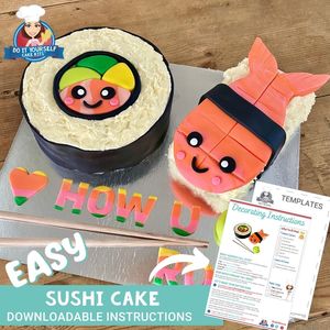 Sushi Shaped Cake Printable Template Easy Decorating Tutorial