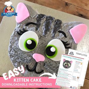 Kitten Cake Printable Template Easy Decorating Tutorial Pets