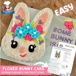 Flower Bunny Cake Printable Template Easy Decorating Tutorial