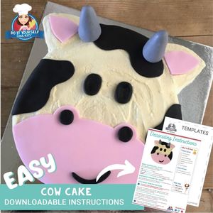 Cow Cake Printable Template Decorating Tutorial Farm Party