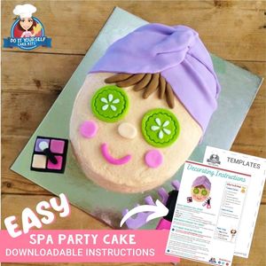 Kids Spa Party Cake Printable Template Easy Decorating Tutorial