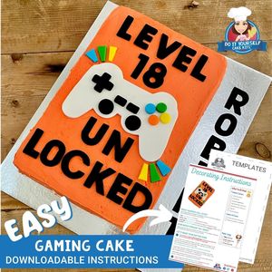 Gaming Theme Cake Printable Template Easy Decorating Tutorial