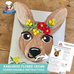 Kangaroo Flower Crown Cake Printable Template easy Tutorial