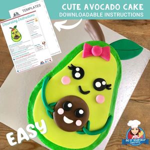 Products: Cute Avocado Cake Printable Template Decorating Tutorial