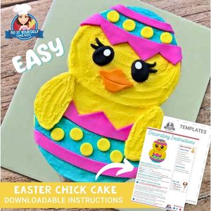 Easter Chick Cake Printable Template Easy Decorating Tutorial