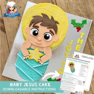 Baby Jesus Cake Printable Template Tutorial Nativity Cake Ideas