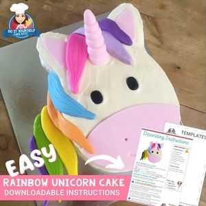 Rainbow Unicorn Cake Printable Template and Decorating Tutorial