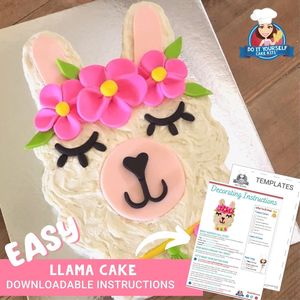 Cute Llama Cake Printable Template Decorating Tutorial Fiesta