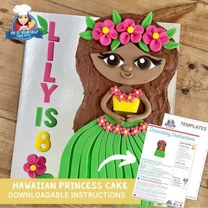 Hawaiian Birthday Cake Template and Tutorial Luau Party
