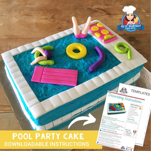 Pool Party Cake Template and Tutorial Easy achieveable design