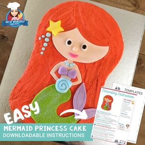 Mermaid Princess Cake Printable Template Decorating Tutorial