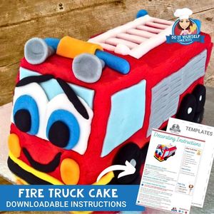Fire Truck Cake Printable Template Easy Decorating Tutorial 3D