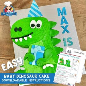 Baby Dinosaur Cake Downloadable Template Decorating Tutorial