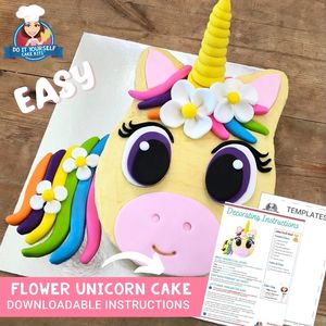 Flower Unicorn Cake Printable Template Easy Decorating Tutorial